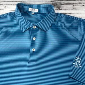 Peter Millar Polo Shirt Men's XL Summer Comfort Blue Striped Performance CC Logo